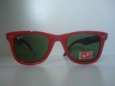 Oculos De Sol Wayfarer 2157 Vermelho Haste Preta Lente Verde